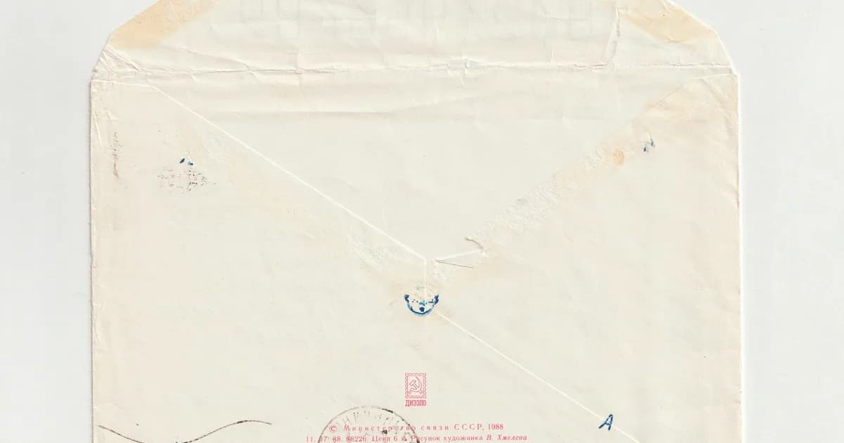 A white envelope with a red stamp, representing the handwritten letters inside an open when letter box gift