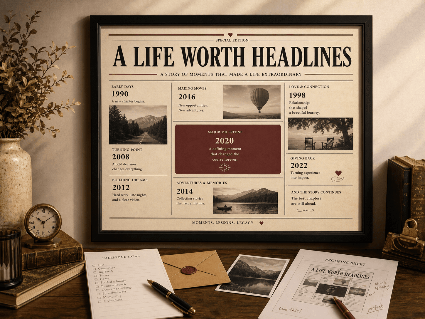 Your Life in Headlines Poster product mockup