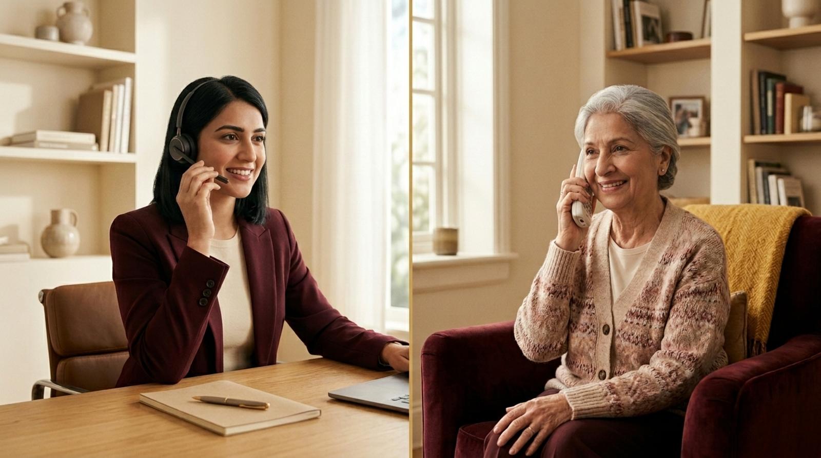 A Qissa Story Guide speaking warmly with an older storyteller